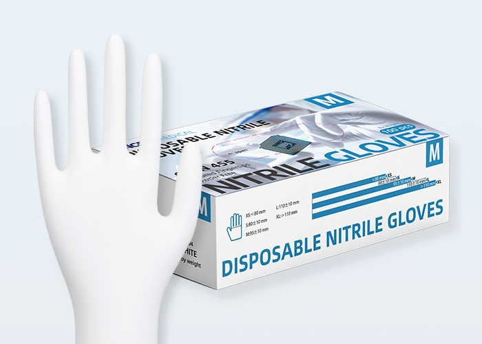 White Disposable Nitrile Gloves KG1304