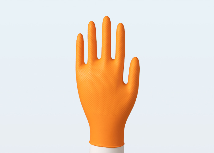 KINGFA Diamond Textured Nitrile Gloves Orange