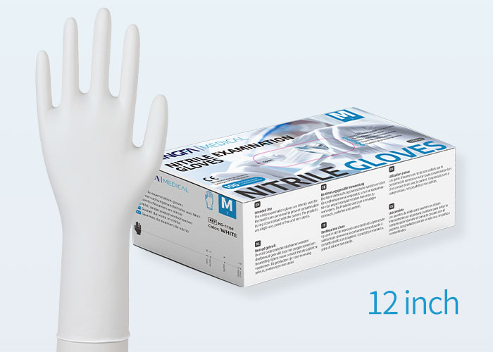 Extended Cuff 12 Inches White Nitrile Gloves KG 1104