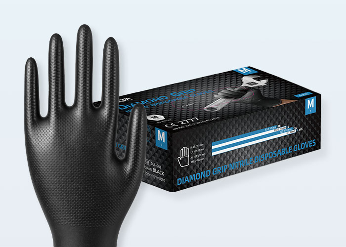 Black Diamond Textured Nitrile Gloves DIA-G03